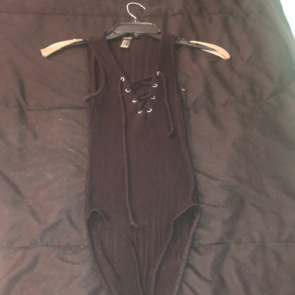 Black lace up bodysuit